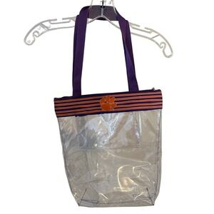 Clemson Tiger Clear Tote Bag 8" x 12" x 4" Full Zip Top Pre-owned